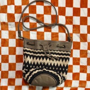 Ecote Black and Tan Patterned Crossbody Bag